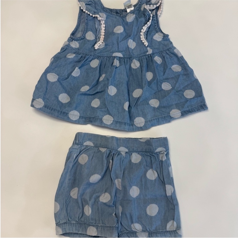 Little Me Denim Blue Baby Romper